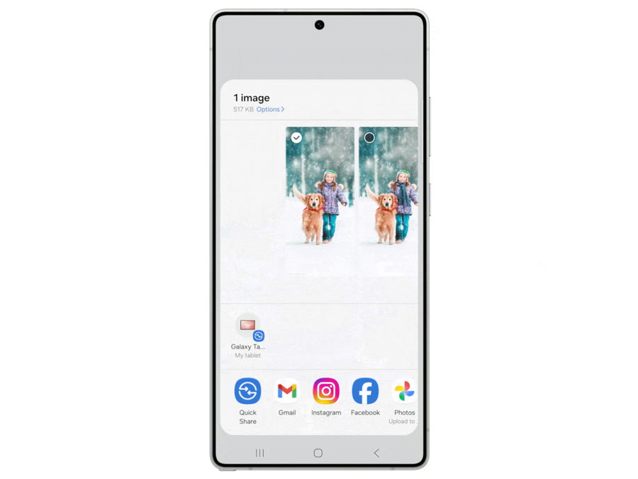 Quick Share One UI 8.5 chia sẻ file sang iPhone iPad Mac qua AirDrop