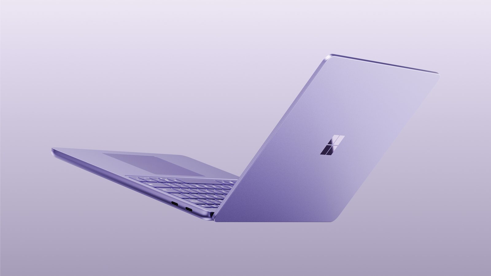 Surface Laptop 13 inch mau tim mo nap nhin tu phia sau