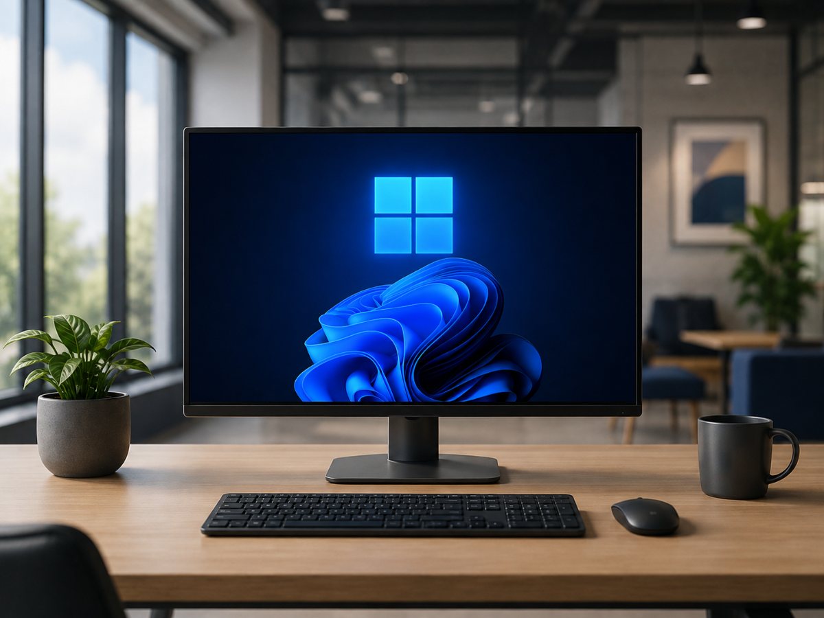 Man hinh desktop Windows 11 26H2 voi taskbar va Start menu