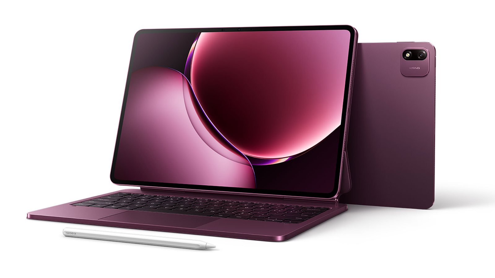 Xiaomi Pad 9 Pro Max mau tim gan ban phim va but dat ben canh